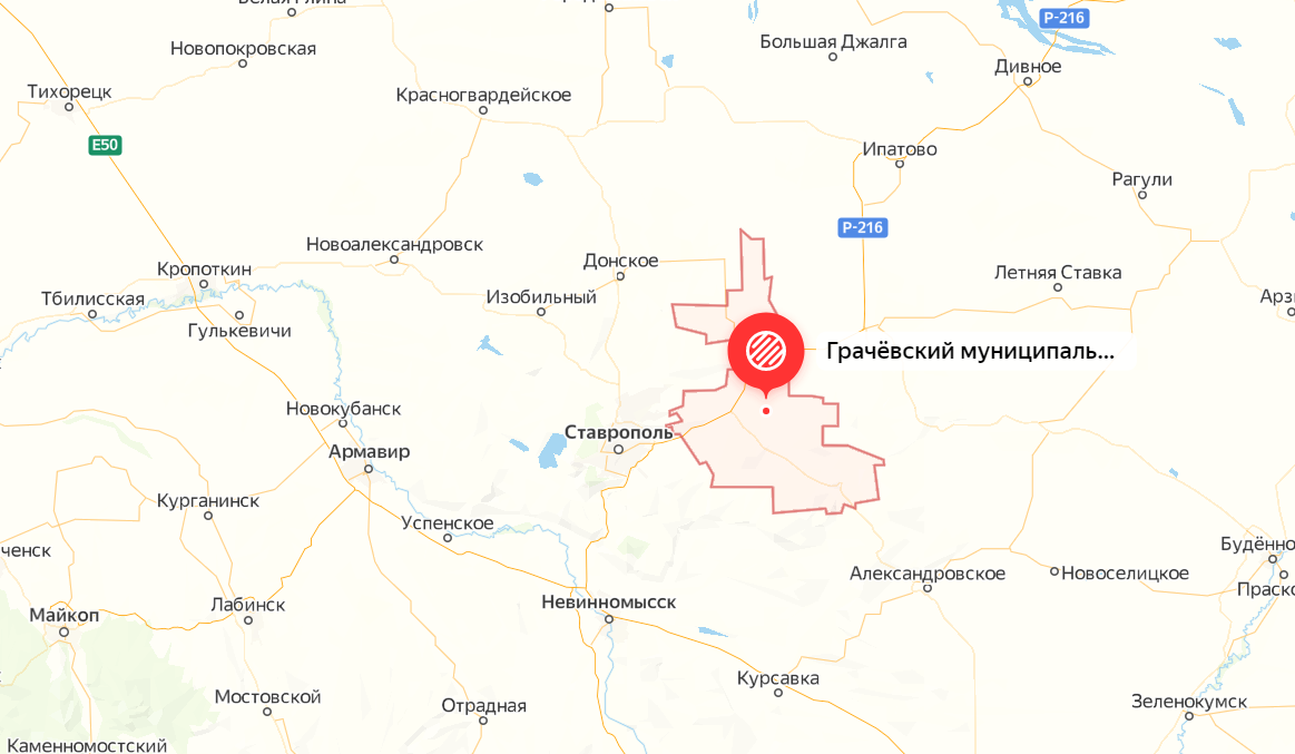 Грачевский район Ставропольского края на карте