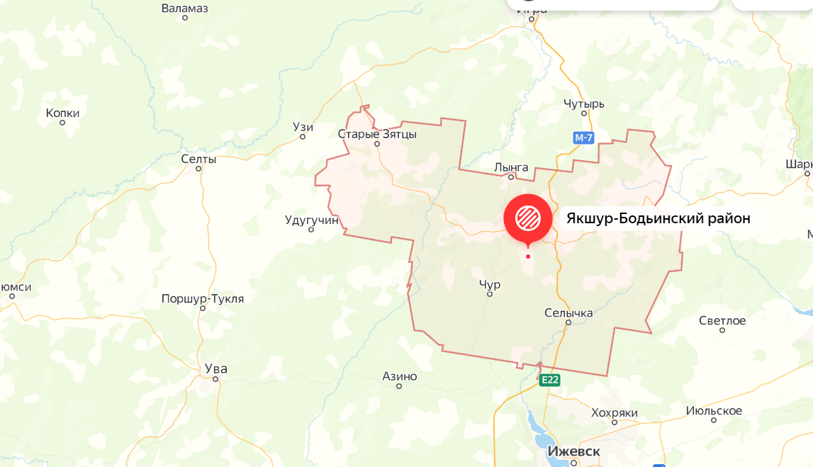 Якшур-Бодьинский район Удмуртии карта
