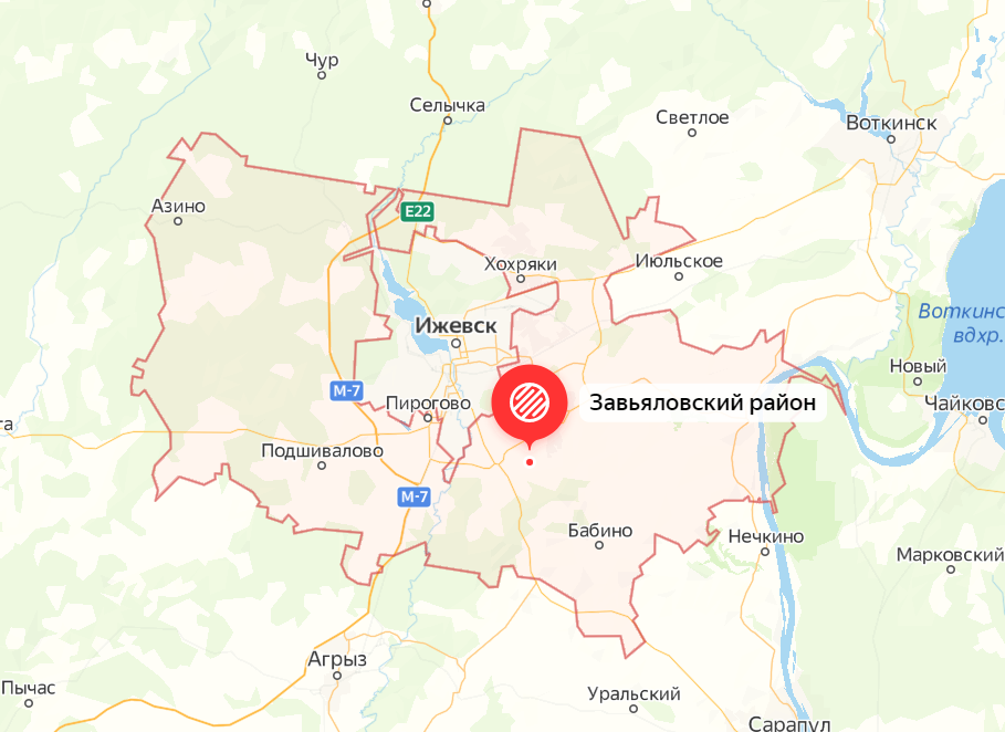 Завьяловский район Удмуртии на карте