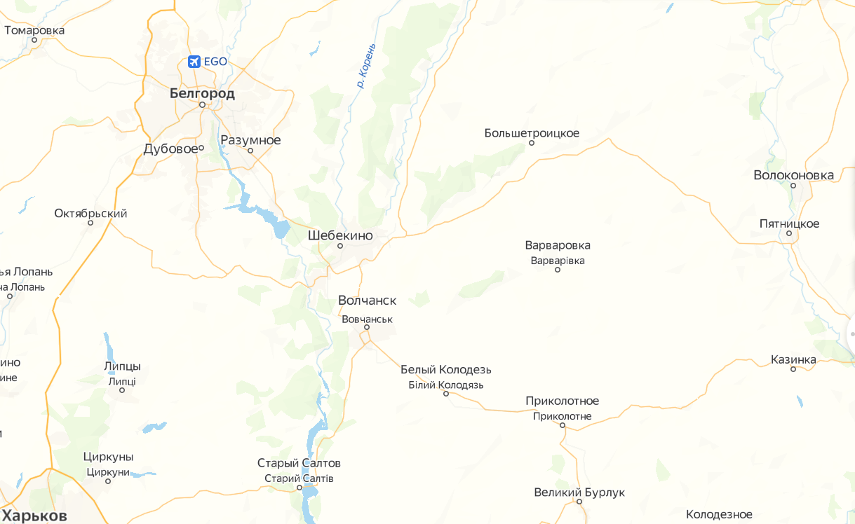 Шебекинский район Белгородской области на карте