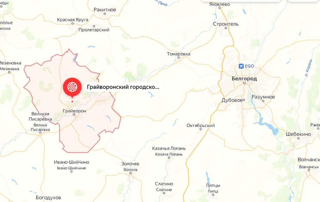 Грайворонский район Белгородской области на карте